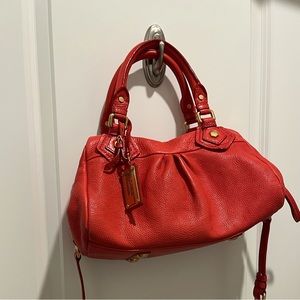 Authentic Marc Jacobs Orange leather crossbody hand bag gold colored hardware